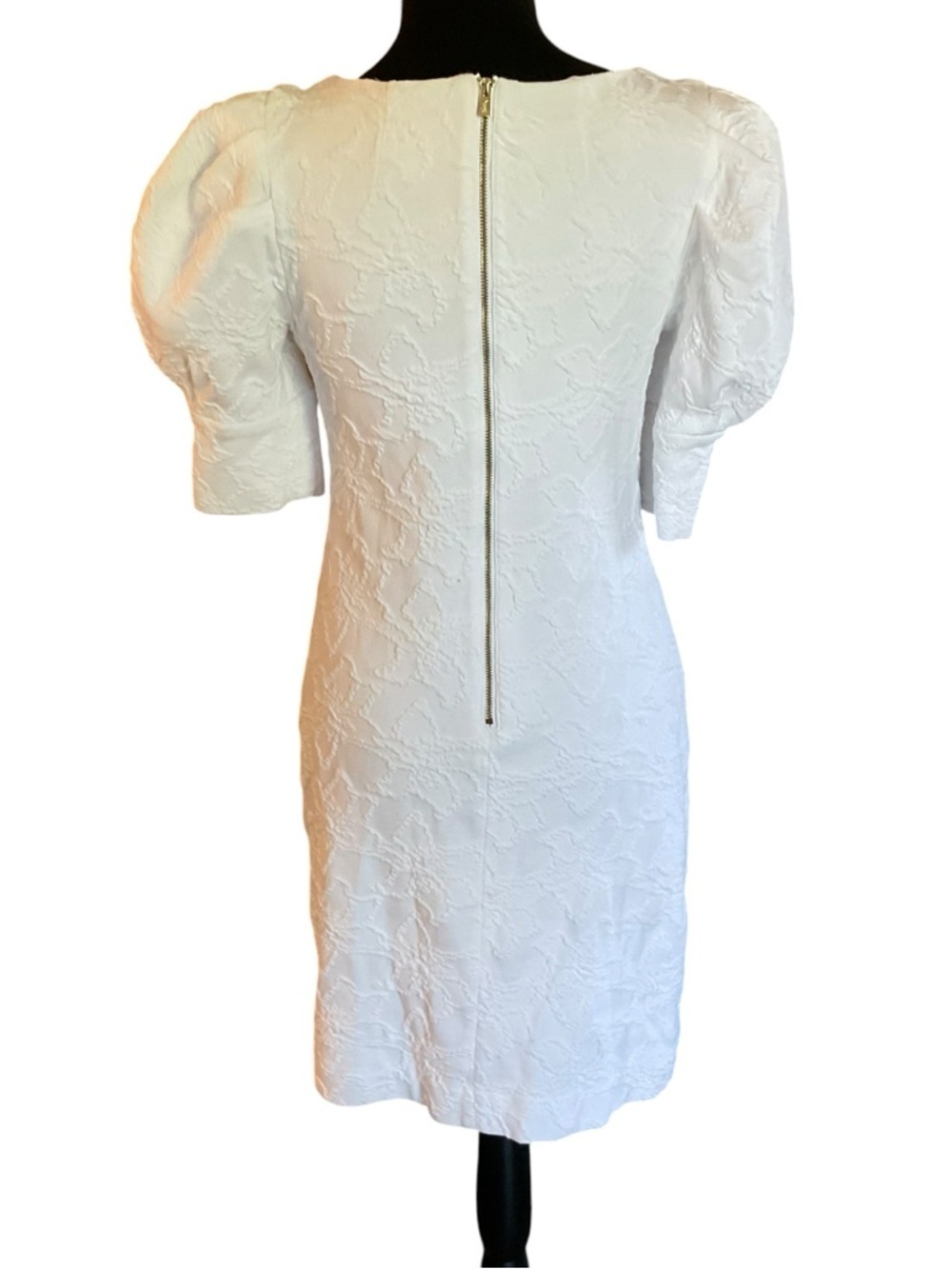Lilly Pulitzer White Textured Sheath Dress Puff Sleeve XS Bridal Shower - Picture 4 of 10